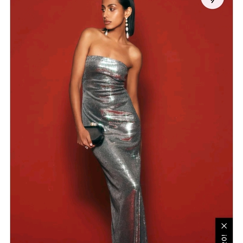 Lulu's Silver Sequin Maxi Pencil Skirt